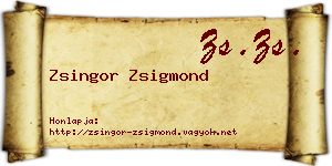 Zsingor Zsigmond névjegykártya